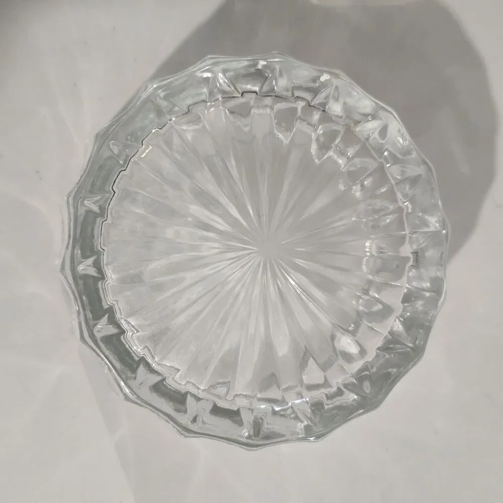 Vintage - Towle - Round Glass Dresser Jar Powder Box Plate Lid Mirror - Silver